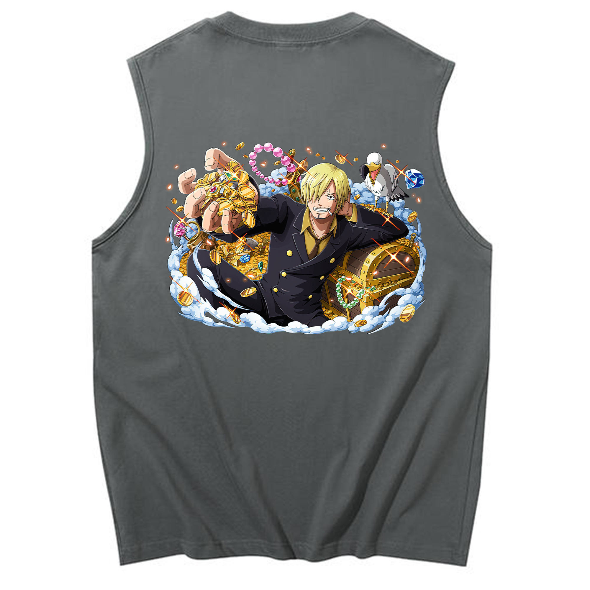 （画像用） ワンピース サンジ ONE PIECE Sanji コットン100％タンクトップ（背面プリント）